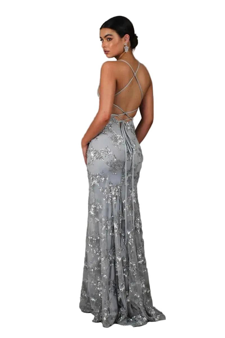 Damen Abendkleid in Bodenlänge mit schmalen Trägern-Midi Dress-Alpenkind