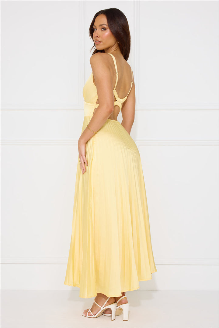 Damen Ärmelloses Plissee-Maxikleid mit V-Ausschnitt und Gekreuzten Rückenträgern