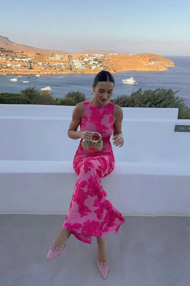 Damen Ärmelloses Maxikleid mit Blumenmuster-Maxi Dress-Alpenkind
