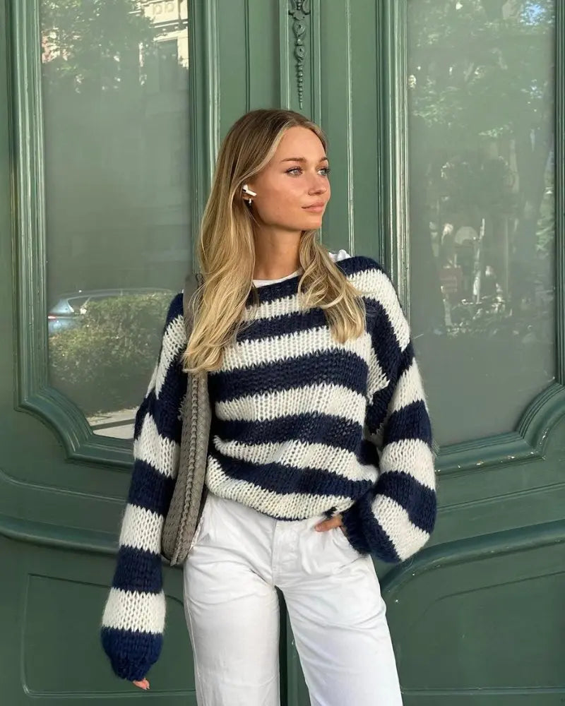 Damen Asymmetrischer Pullover mit strukturierter Oberfläche und langen Ärmeln