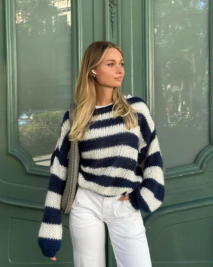 Damen Asymmetrischer Pullover mit strukturierter Oberfläche und langen Ärmeln