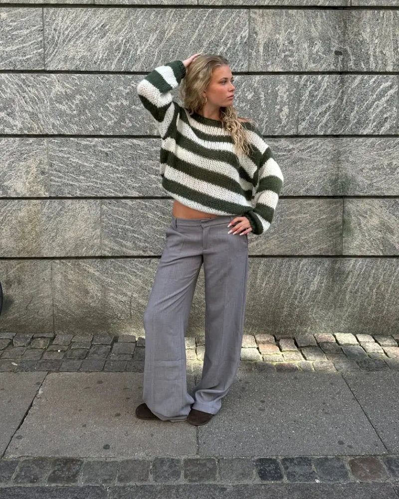 Damen Asymmetrischer Pullover mit strukturierter Oberfläche und langen Ärmeln