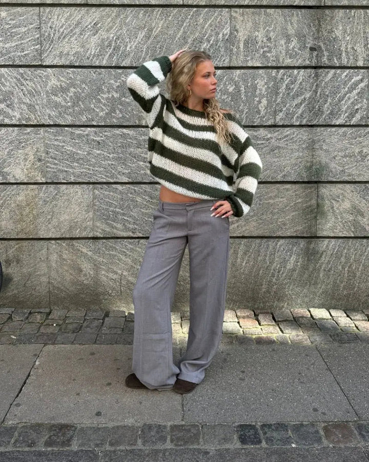 Damen Asymmetrischer Pullover mit strukturierter Oberfläche und langen Ärmeln
