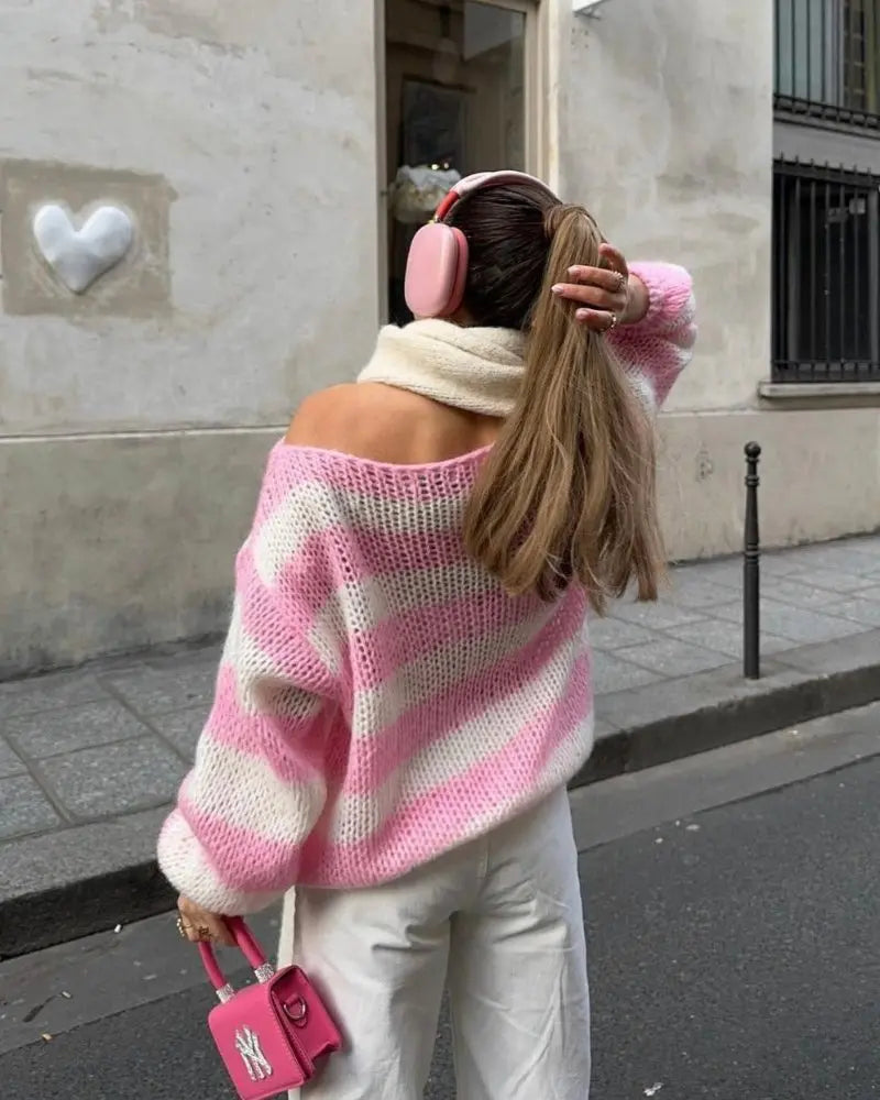 Damen Asymmetrischer Pullover mit strukturierter Oberfläche und langen Ärmeln