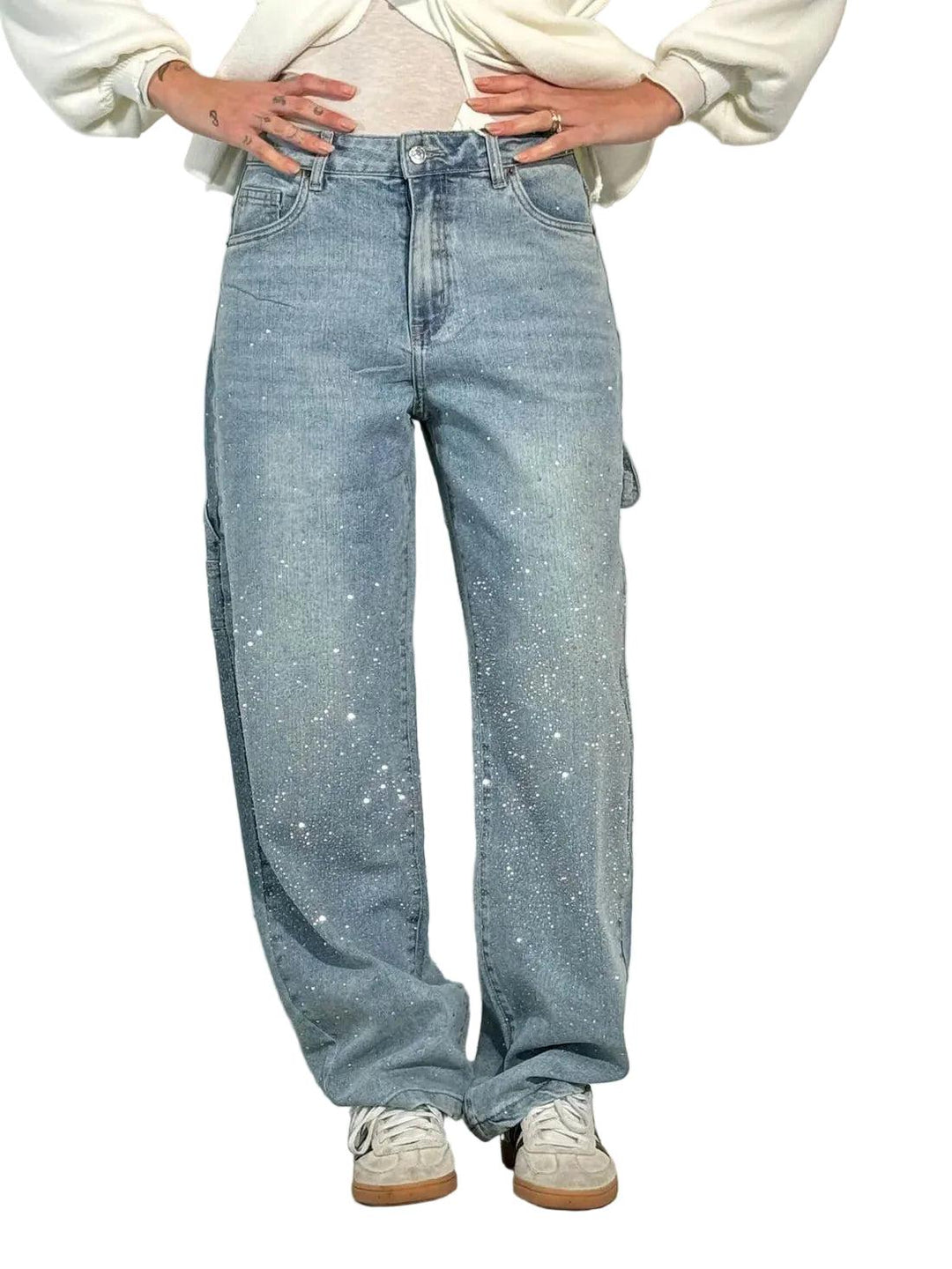 Damen Baggy Jeans – Urbaner Style & Kreativer Paint-Look-Women Pants-Alpenkind
