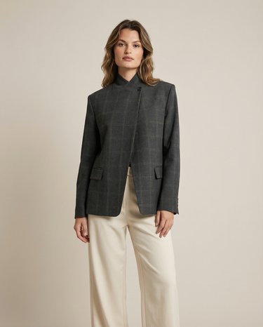 Damen Blazer mit Stehkragen und asymmetrischem Verschluss-Women Blazer-Alpenkind