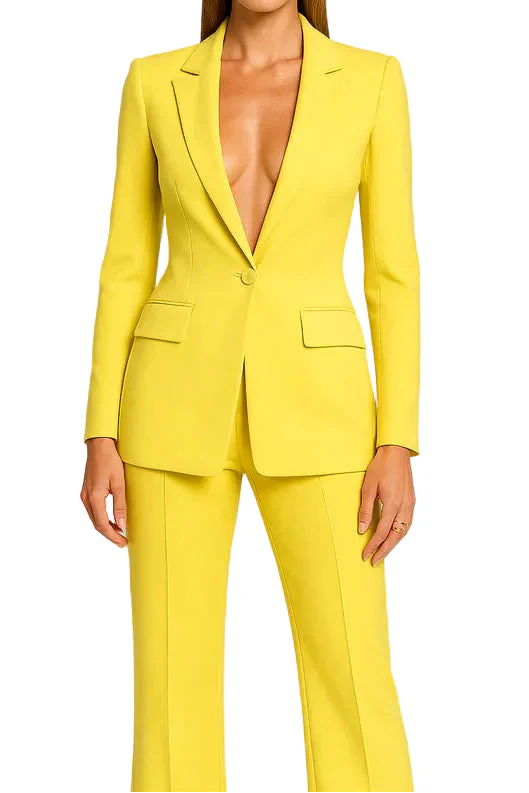 Damen Blazer und Hose Set mit Knopfverschluss-Women Set-Alpenkind