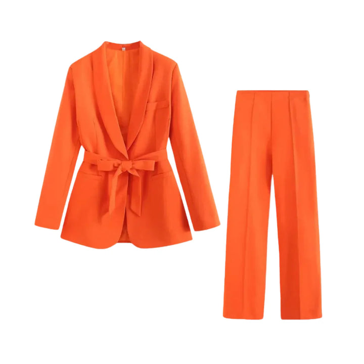 Damen Blazer- und Hosen-Set mit Bindegürtel-Women Set-Alpenkind