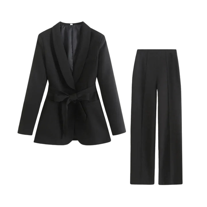 Damen Blazer- und Hosen-Set mit Bindegürtel-Women Set-Alpenkind