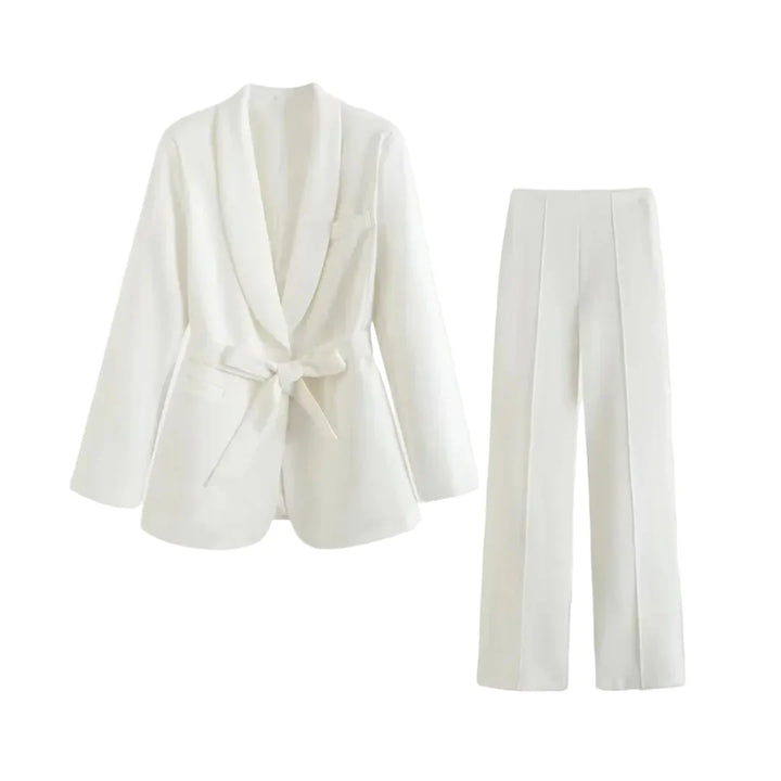 Damen Blazer- und Hosen-Set mit Bindegürtel-Women Set-Alpenkind