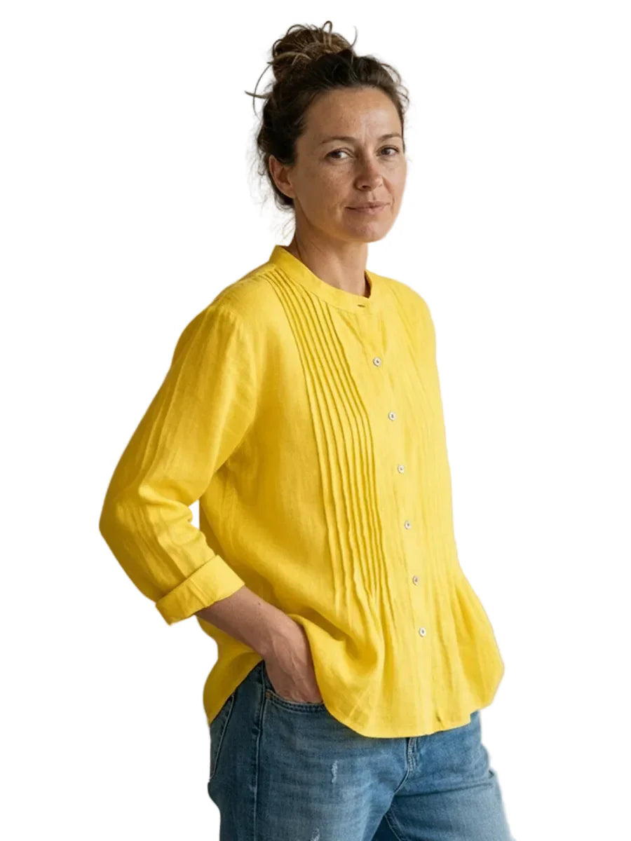 Damen Bluse mit Faltenfront und Knopfleiste-Women Shirt-Alpenkind