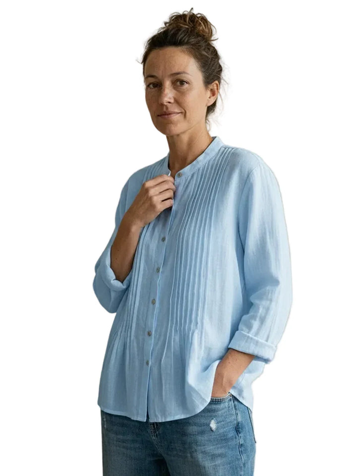 Damen Bluse mit Faltenfront und Knopfleiste-Women Shirt-Alpenkind