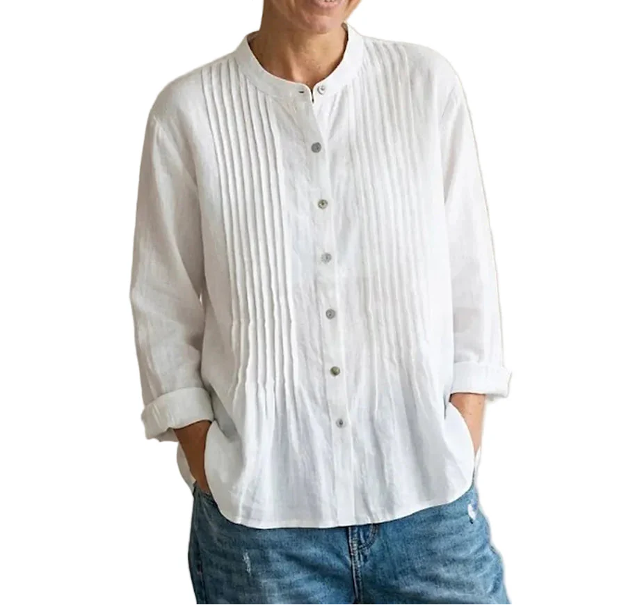 Damen Bluse mit Faltenfront und Knopfleiste-Women Shirt-Alpenkind