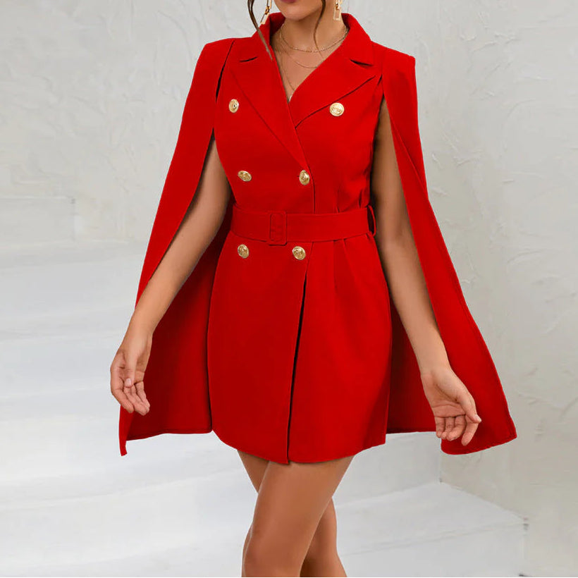 Damen Cape Blazer Kleid mit Doppelknopfleiste-Mini Dress-Alpenkind