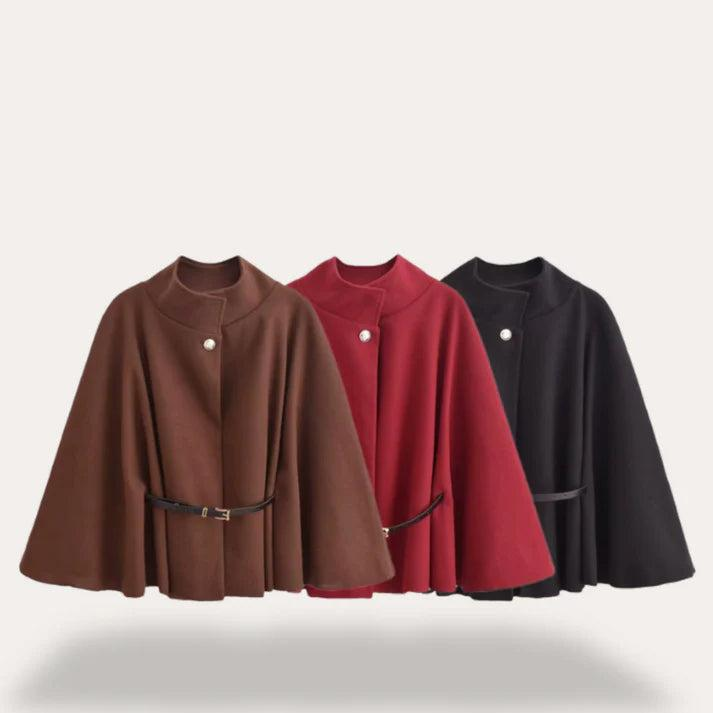 Damen Cape-Jacke mit Gürtel und Knopfverschluss-Women Outerwear-Alpenkind