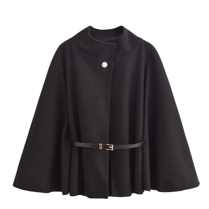 Damen Cape-Jacke mit Gürtel und Knopfverschluss-Women Outerwear-Alpenkind