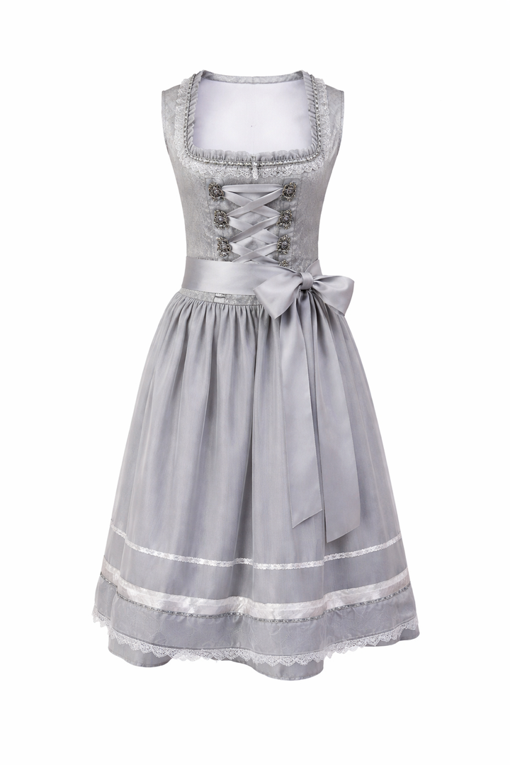 Damen Dirndl Kleid mit eckigem Ausschnitt, Schnürung und Taillenband-Dirndl for Women-Alpenkind