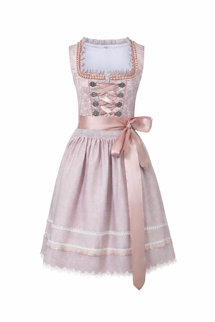 Damen Dirndl Kleid mit eckigem Ausschnitt, Schnürung und Taillenband-Dirndl for Women-Alpenkind
