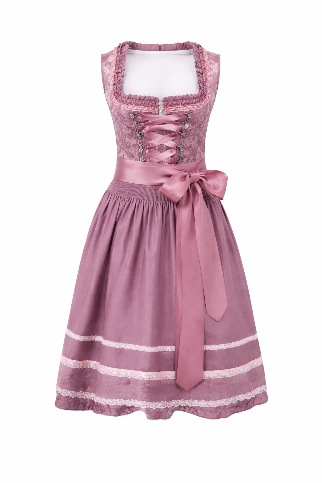 Damen Dirndl Kleid mit eckigem Ausschnitt, Schnürung und Taillenband-Dirndl for Women-Alpenkind