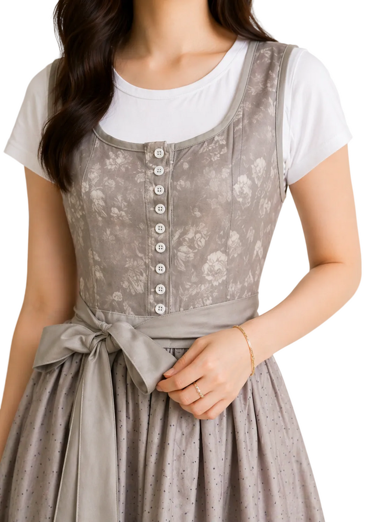 Damen Dirndl Kleid mit Reißverschluss, Spitzenärmeln und Taillenband-Dirndl for Women-Alpenkind