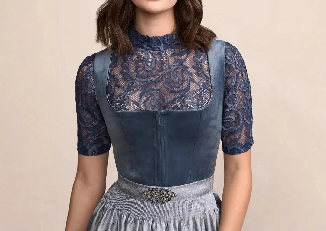 Damen Dirndl Kleid mit Schmuckapplikation, Schürze und Faltenrock-Dirndl for Women-Alpenkind