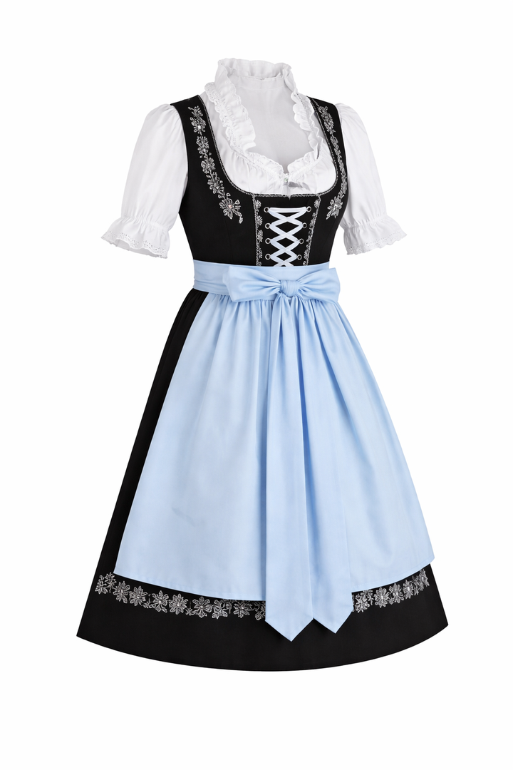 Damen Dirndl Kleid mit Stickerei, Schnürung und Schürzenband-Dirndl for Women-Alpenkind