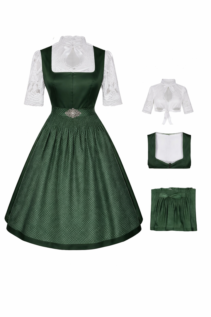 Damen Dirndl Set mit Stehkragenbluse, Taillenapplikation und Rockteil-Dirndl for Women-Alpenkind