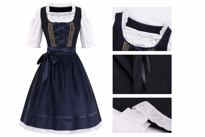 Damen Dirndlkleid-Set mit Schnürmieder, Bluse und weitem Rock-Dirndl for Women-Alpenkind