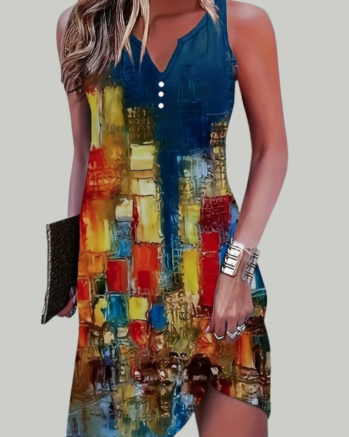 Damen Festliches Sommerkleid mit Print | Midi Kleid