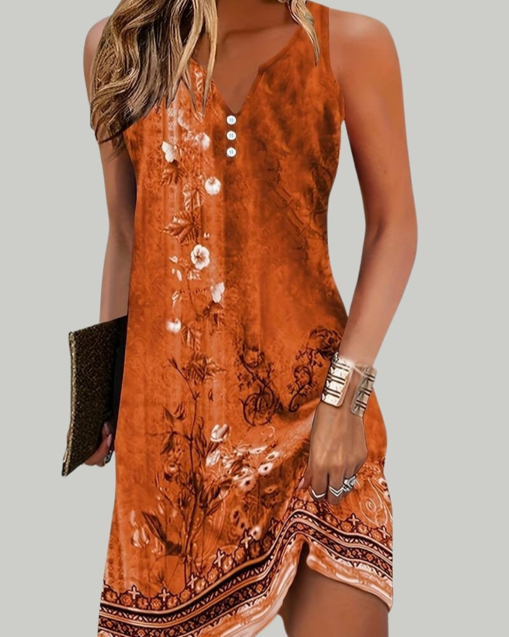 Damen Festliches Sommerkleid mit Print | Midi Kleid