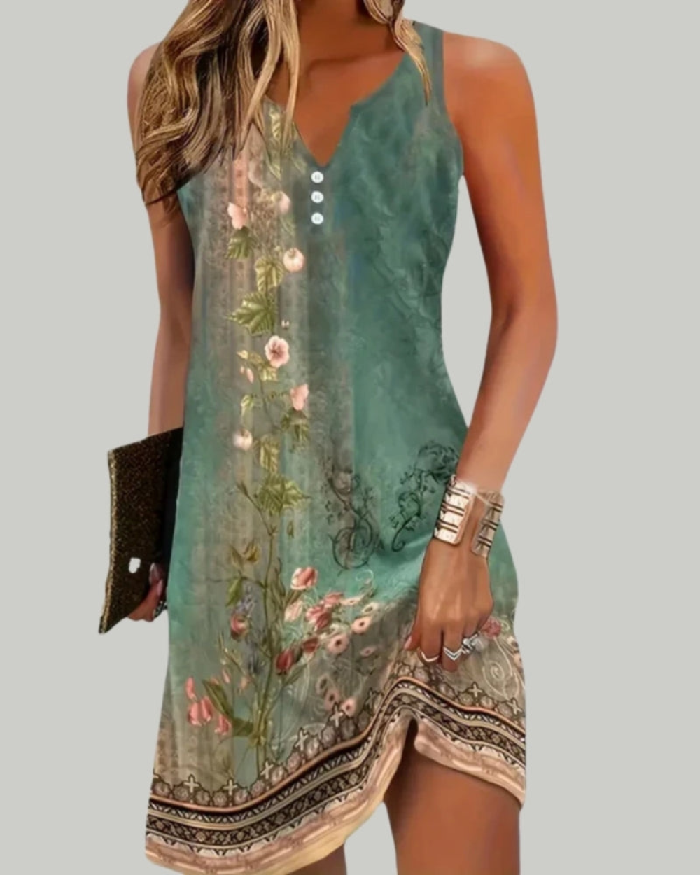 Damen Festliches Sommerkleid mit Print | Midi Kleid