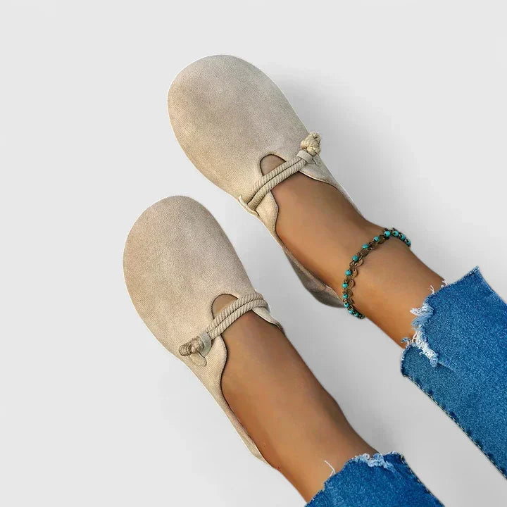 Damen Flache Schuhe mit Riemenstruktur und Geschlossener Form-Women Footwear-Alpenkind