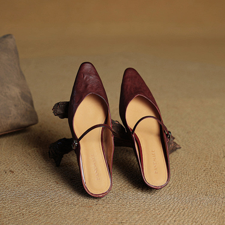 Damen Flache Schuhe mit Spitze, Riemen und Schnallenverschluss-Women Footwear-Alpenkind