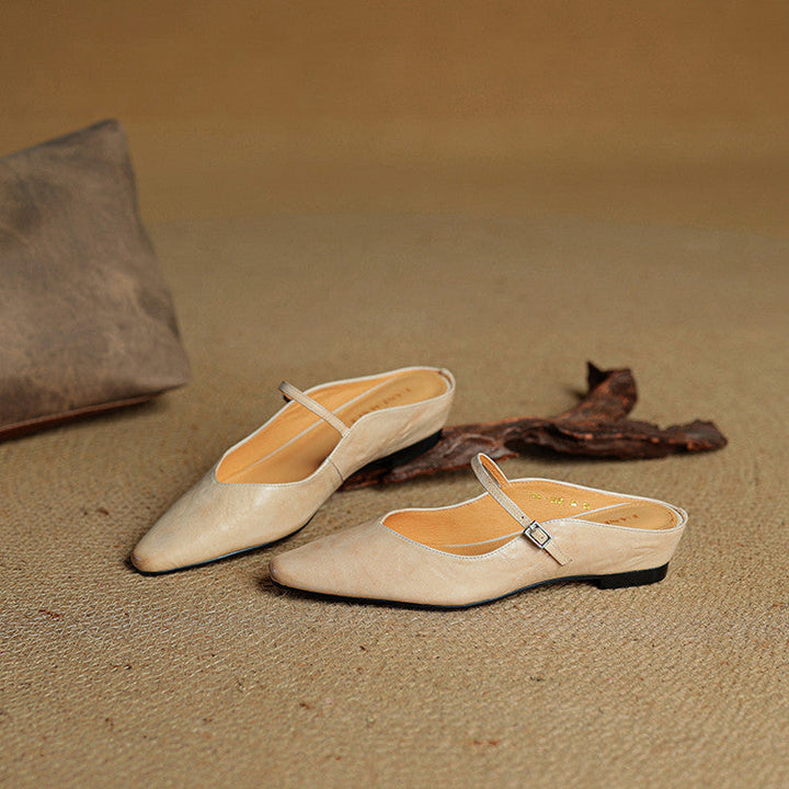Damen Flache Schuhe mit Spitze, Riemen und Schnallenverschluss-Women Footwear-Alpenkind