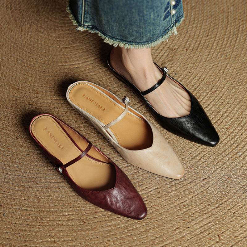 Damen Flache Schuhe mit Spitze, Riemen und Schnallenverschluss-Women Footwear-Alpenkind