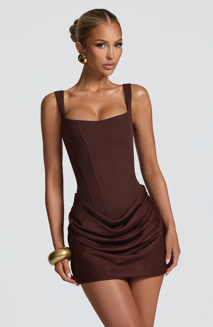 Damen Gerafftes Minikleid mit Karree-Ausschnitt und breiten Trägern