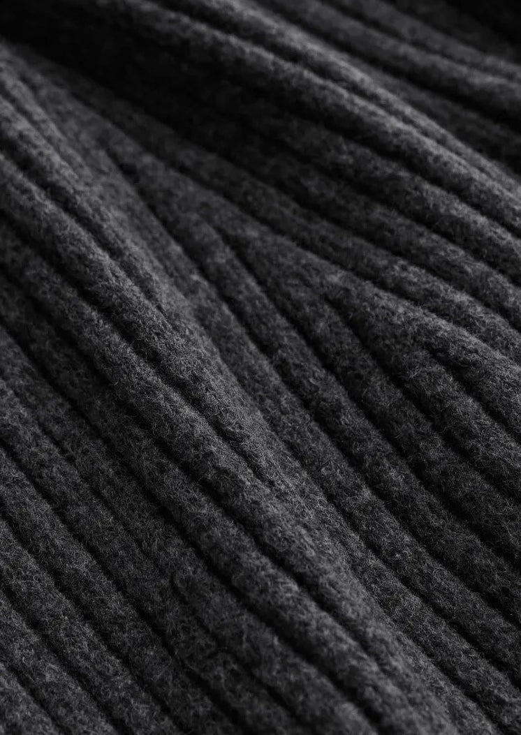 Damen Geripptes Strickkleid mit Rundhalsausschnitt und langen Ärmeln