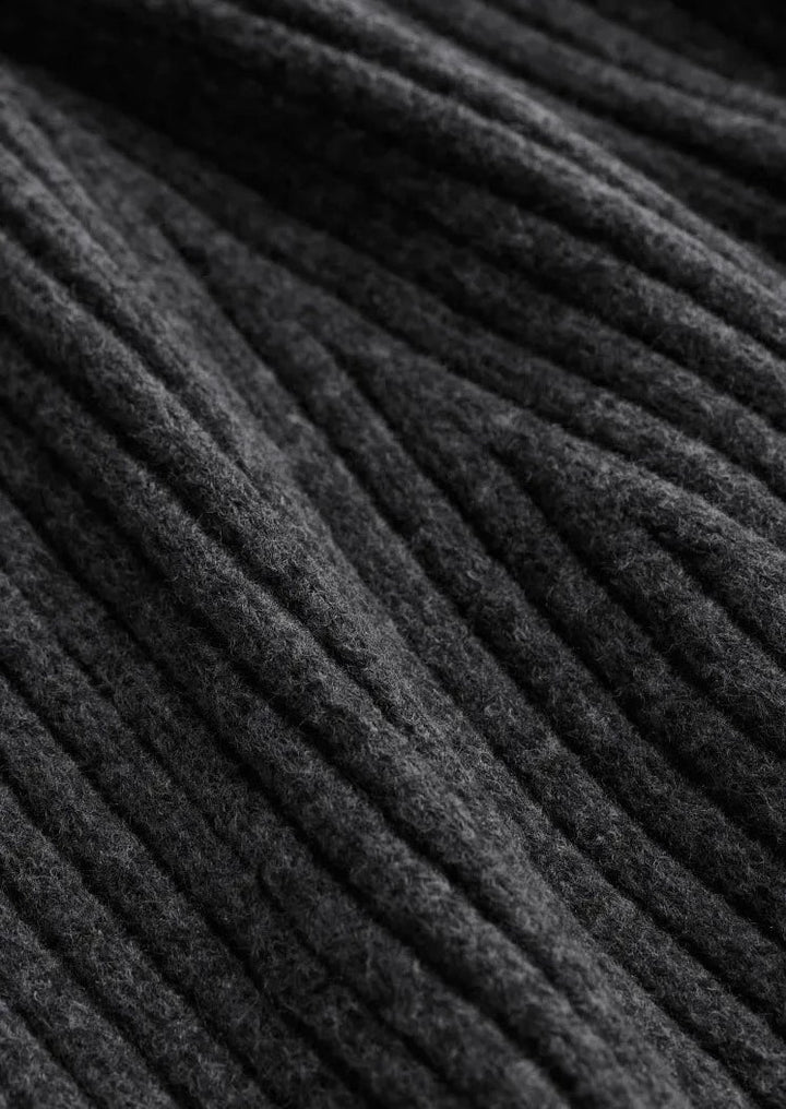Damen Geripptes Strickkleid mit Rundhalsausschnitt und langen Ärmeln