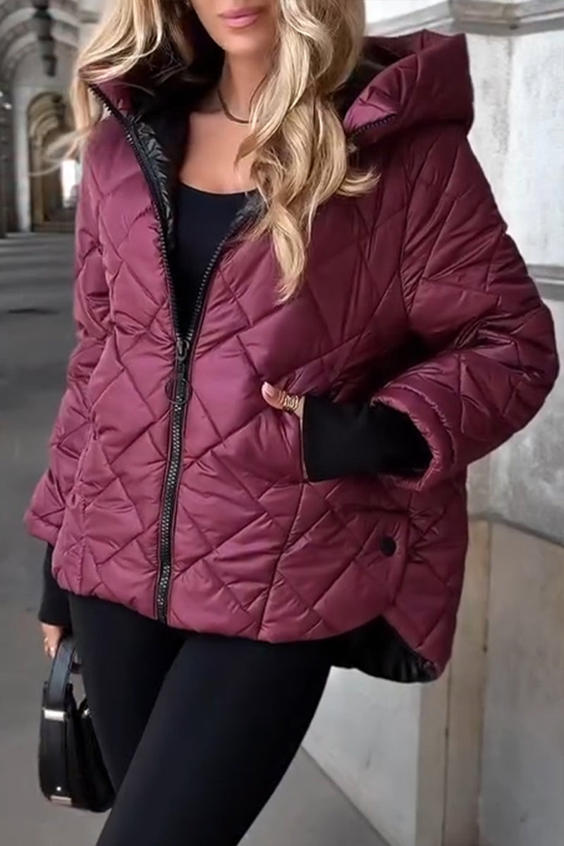 Damen Gesteppte Jacke mit Stehkragen und Kontrastbündchen