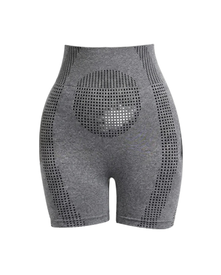 Damen High-Waist Nahtlose Shorts mit Perforierten Konturpanelen-Women shorts-Alpenkind