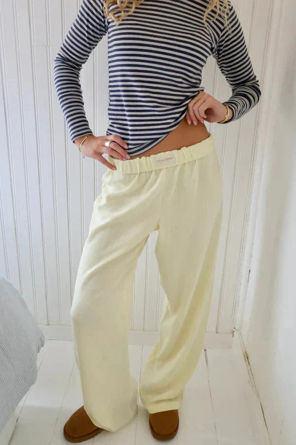 Damen Hose mit Elastischem Bund und Geradem Bein-Women Pants-Alpenkind