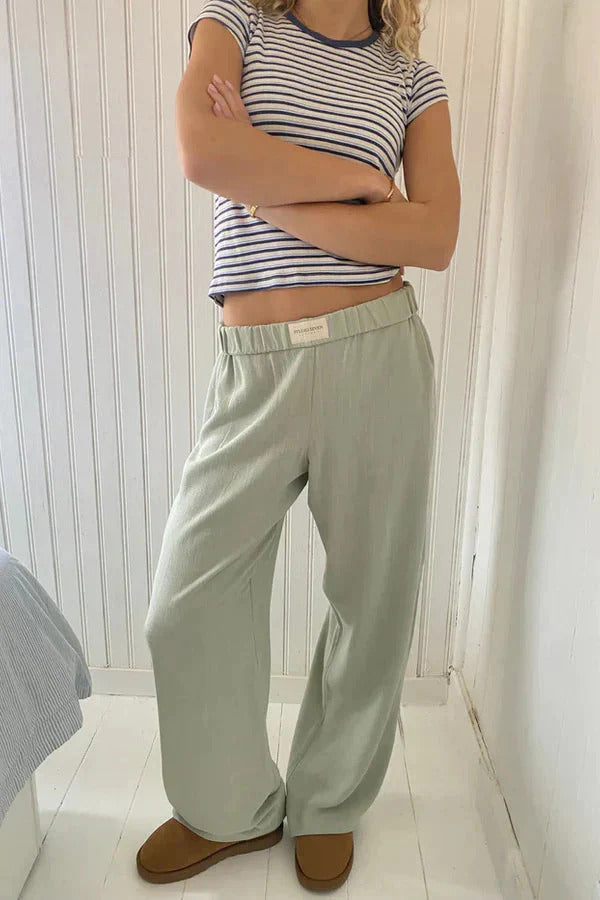 Damen Hose mit Elastischem Bund und Geradem Bein-Women Pants-Alpenkind