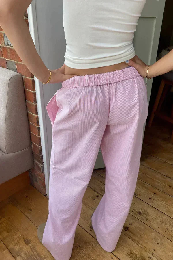 Damen Hose mit Elastischem Bund und Geradem Bein-Women Pants-Alpenkind
