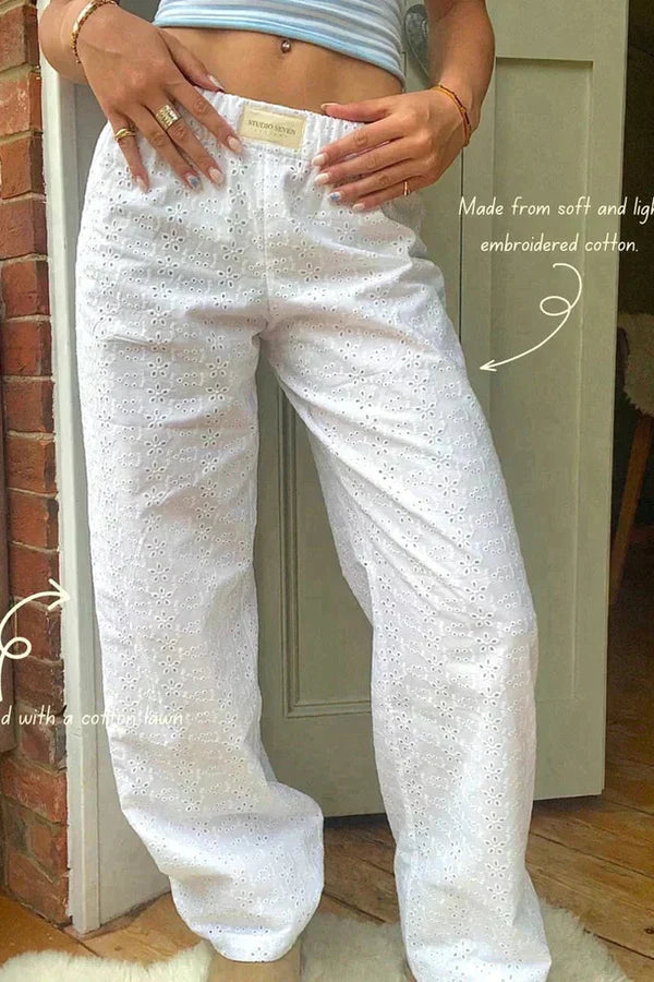 Damen Hose mit Elastischem Bund und Geradem Bein-Women Pants-Alpenkind