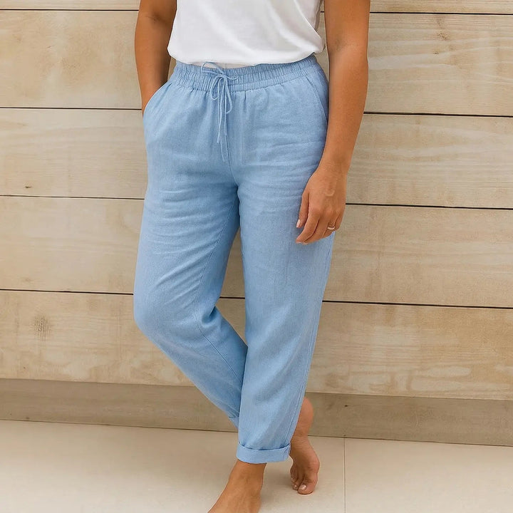 Damen Hose mit elastischem Bund und Kordelzug-Women Pants-Alpenkind