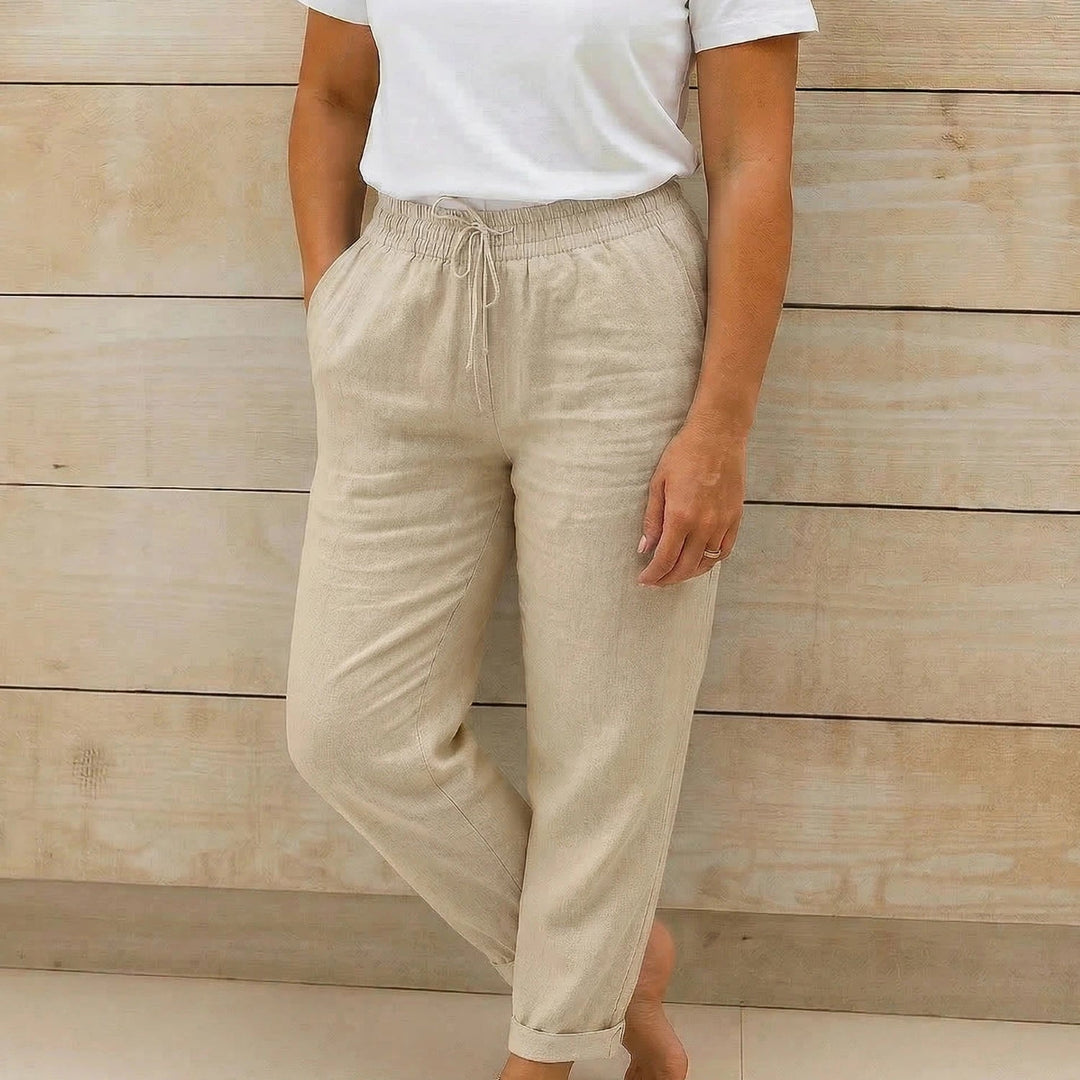 Damen Hose mit elastischem Bund und Kordelzug-Women Pants-Alpenkind