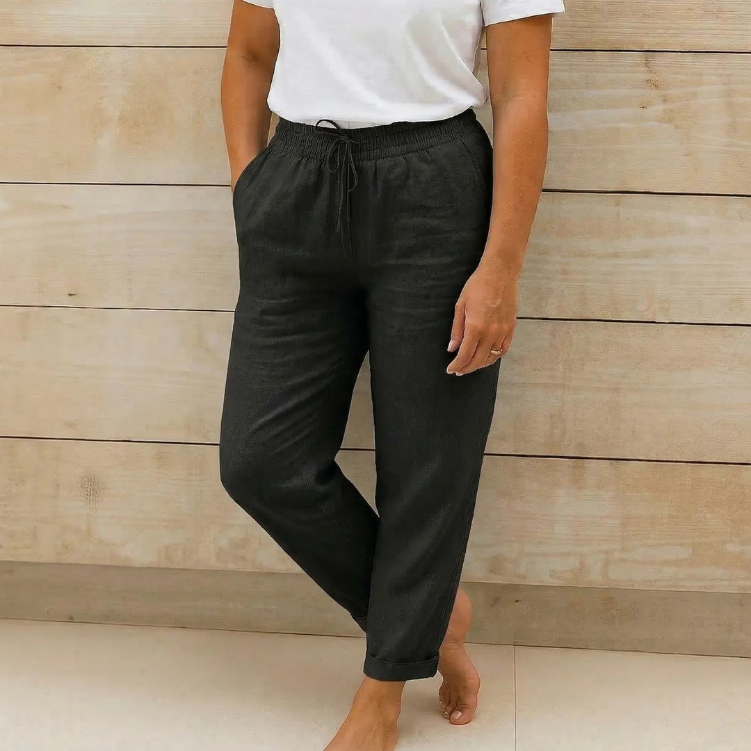 Damen Hose mit elastischem Bund und Kordelzug-Women Pants-Alpenkind