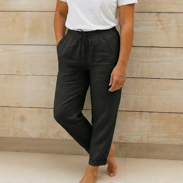 Damen Hose mit elastischem Bund und Kordelzug-Women Pants-Alpenkind
