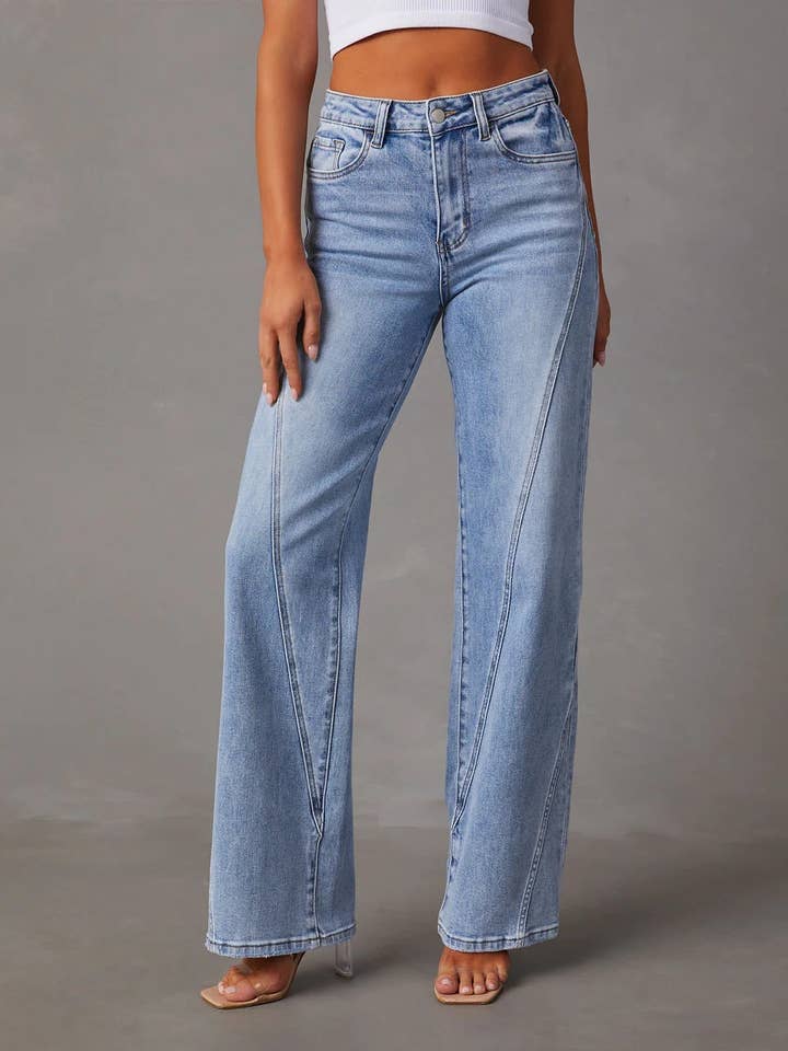 Damen Hose mit hohem Bund und geradem Bein