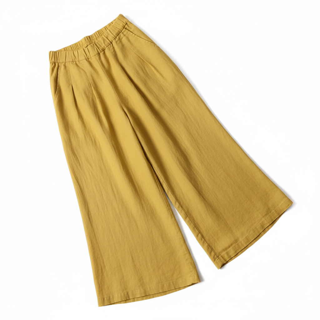 Damen Hose mit Hohem Bund und Weitem Bein-Women Pants-Alpenkind